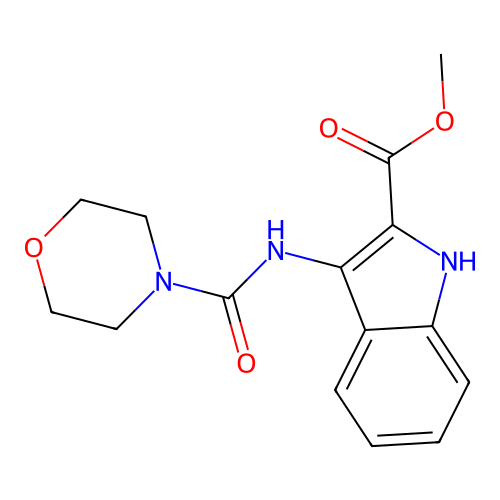 methyl 3-[(morpholin-4-ylcarbonyl)amino]-1H-indole-2-carboxylate structure
