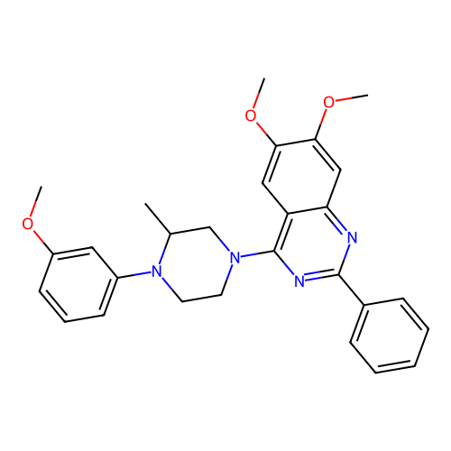 6,7-Dimethoxy-4-[4-(3-methoxyphenyl)-3-methylpiperazin-1-yl]-2-phenylquinazoline structure