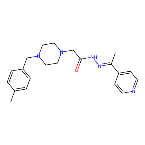 (E)-2-(4-(4-methylbenzyl)piperazin-1-yl)-N'-(1-(pyridin-4-yl)ethylidene)acetohydrazide structure