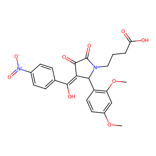4-[(3E)-2-(2,4-dimethoxyphenyl)-3-[hydroxy-(4-nitrophenyl)methylidene]-4,5-dioxopyrrolidin-1-yl]butanoic acid structure