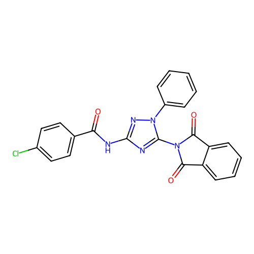 4-chloro-N-[5-(1,3-dioxoisoindol-2-yl)-1-phenyl-1,2,4-triazol-3-yl]benzamide structure