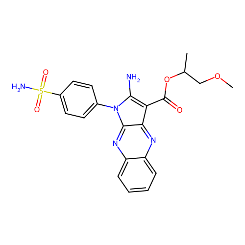 1-methoxypropan-2-yl 2-amino-1-(4-sulfamoylphenyl)-1H-pyrrolo[2,3-b]quinoxaline-3-carboxylate structure