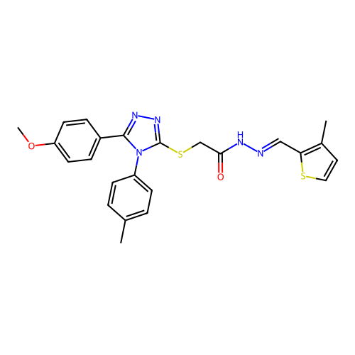 2-{[5-(4-methoxyphenyl)-4-(4-methylphenyl)-4H-1,2,4-triazol-3-yl]sulfanyl}-N'-[(E)-(3-methylthiophen-2-yl)methylidene]acetohydrazide structure