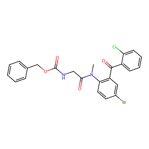 benzyl {2-[{4-bromo-2-[(2-chlorophenyl)carbonyl]phenyl}(methyl)amino]-2-oxoethyl}carbamate structure
