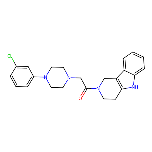 2-(4-(3-chlorophenyl)piperazin-1-yl)-1-(3,4-dihydro-1H-pyrido[4,3-b]indol-2(5H)-yl)ethanone structure