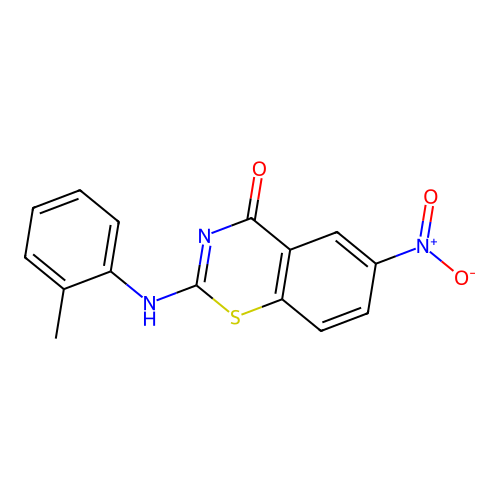 (E)-6-nitro-2-(o-tolylimino)-2H-benzo[e][1,3]thiazin-4-ol structure