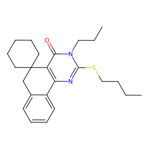 2-(butylsulfanyl)-3-propyl-3H-spiro[benzo[h]quinazoline-5,1'-cyclohexan]-4(6H)-one structure