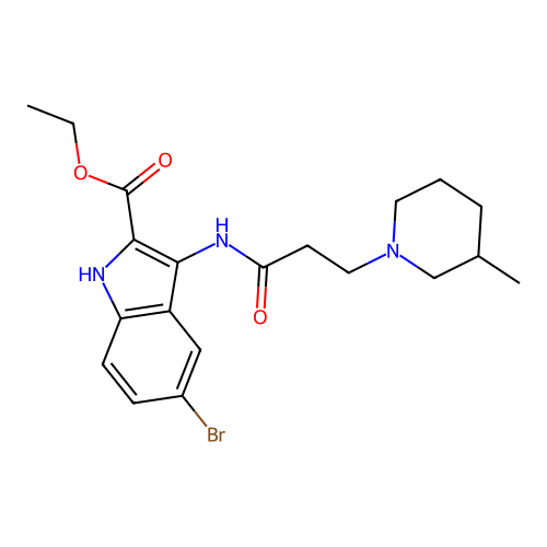 ethyl 5-bromo-3-(3-(3-methylpiperidin-1-yl)propanamido)-1H-indole-2-carboxylate structure