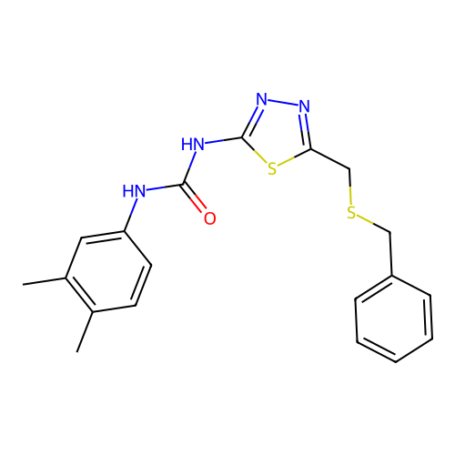 1-(5-((benzylthio)methyl)-1,3,4-thiadiazol-2-yl)-3-(3,4-dimethylphenyl)urea structure