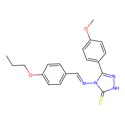 (E)-5-(4-methoxyphenyl)-4-((4-propoxybenzylidene)amino)-4H-1,2,4-triazole-3-thiol structure
