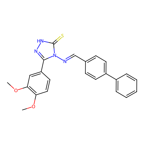 3-(3,4-dimethoxyphenyl)-4-[(E)-(4-phenylphenyl)methylideneamino]-1H-1,2,4-triazole-5-thione structure