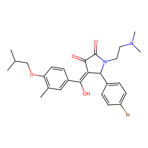 (4E)-5-(4-bromophenyl)-1-(2-dimethylaminoethyl)-4-[hydroxy-[3-methyl-4-(2-methylpropoxy)phenyl]methylidene]pyrrolidine-2,3-dione structure