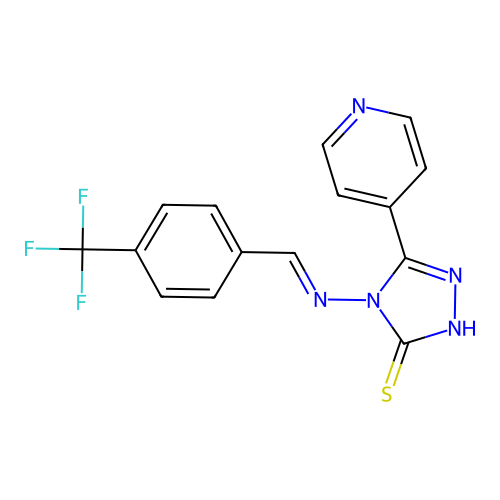 3-pyridin-4-yl-4-[(E)-[4-(trifluoromethyl)phenyl]methylideneamino]-1H-1,2,4-triazole-5-thione structure