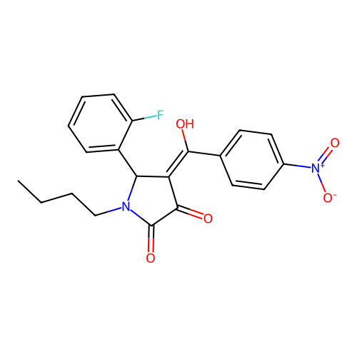 1-butyl-5-(2-fluorophenyl)-3-hydroxy-4-(4-nitrobenzoyl)-1H-pyrrol-2(5H)-one structure