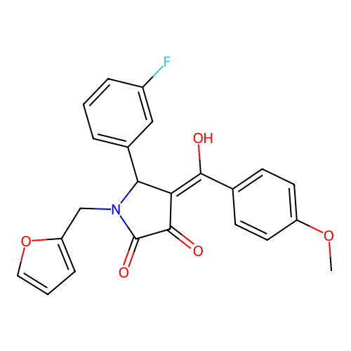 (4E)-5-(3-fluorophenyl)-1-(furan-2-ylmethyl)-4-[hydroxy(4-methoxyphenyl)methylidene]pyrrolidine-2,3-dione structure