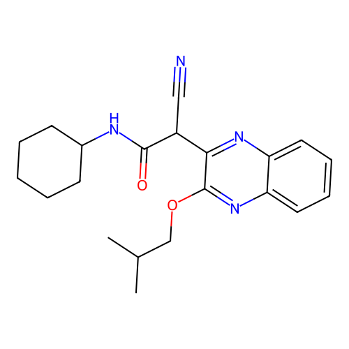 2-cyano-N-cyclohexyl-2-[3-(2-methylpropoxy)quinoxalin-2-yl]acetamide structure
