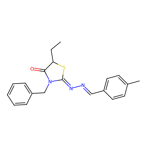 (Z)-3-benzyl-5-ethyl-2-((E)-(4-methylbenzylidene)hydrazono)thiazolidin-4-one structure