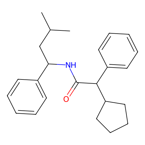 2-cyclopentyl-N-(3-methyl-1-phenylbutyl)-2-phenylacetamide structure
