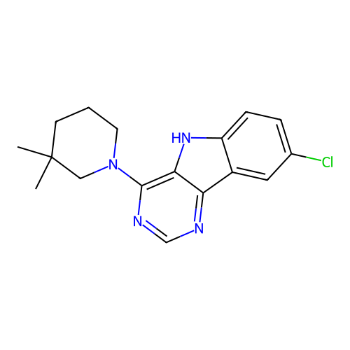 8-chloro-4-(3,3-dimethylpiperidin-1-yl)-5H-pyrimido[5,4-b]indole structure