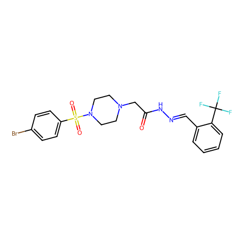 (E)-2-(4-((4-bromophenyl)sulfonyl)piperazin-1-yl)-N'-(2-(trifluoromethyl)benzylidene)acetohydrazide structure