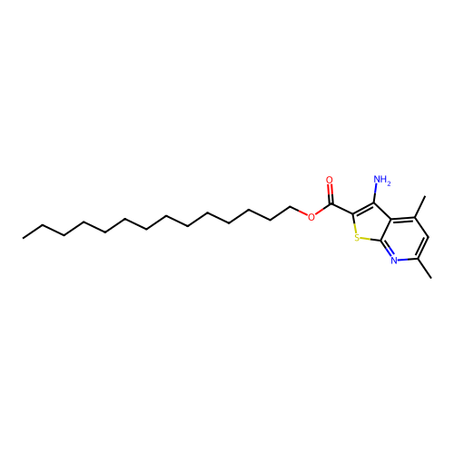 Tetradecyl 3-amino-4,6-dimethylthieno[2,3-b]pyridine-2-carboxylate structure