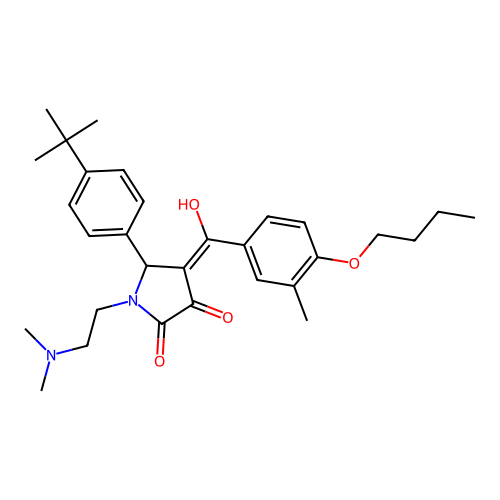 (4E)-4-[(4-butoxy-3-methylphenyl)-hydroxymethylidene]-5-(4-tert-butylphenyl)-1-(2-dimethylaminoethyl)pyrrolidine-2,3-dione structure