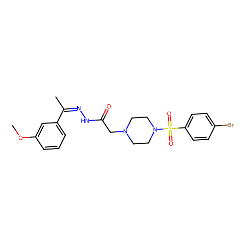 (Z)-2-(4-((4-bromophenyl)sulfonyl)piperazin-1-yl)-N'-(1-(3-methoxyphenyl)ethylidene)acetohydrazide structure