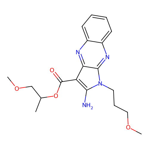 1-methoxypropan-2-yl 2-amino-1-(3-methoxypropyl)-1H-pyrrolo[2,3-b]quinoxaline-3-carboxylate structure
