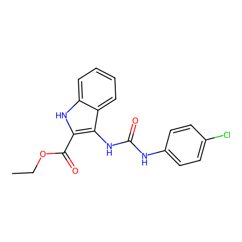 ethyl 3-{[(4-chlorophenyl)carbamoyl]amino}-1H-indole-2-carboxylate structure