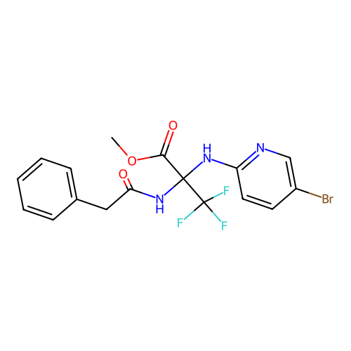 methyl 2-[(5-bromopyridin-2-yl)amino]-3,3,3-trifluoro-N-(phenylacetyl)alaninate structure