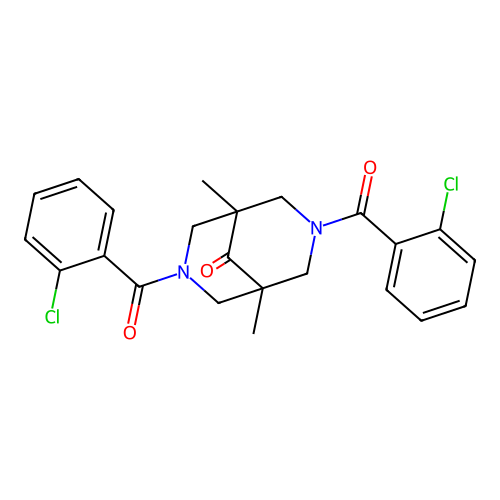 3,7-Bis(2-chlorobenzoyl)-1,5-dimethyl-3,7-diazabicyclo[3.3.1]nonan-9-one structure