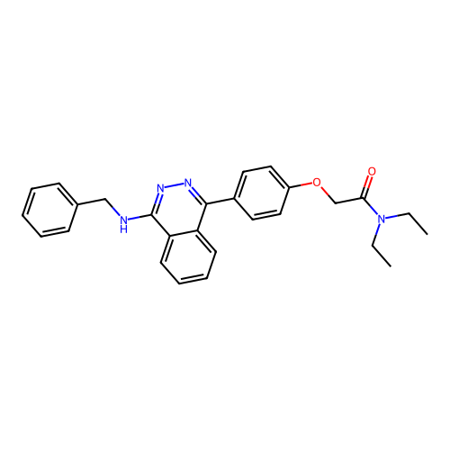 2-(4-(4-(benzylamino)phthalazin-1-yl)phenoxy)-N,N-diethylacetamide structure