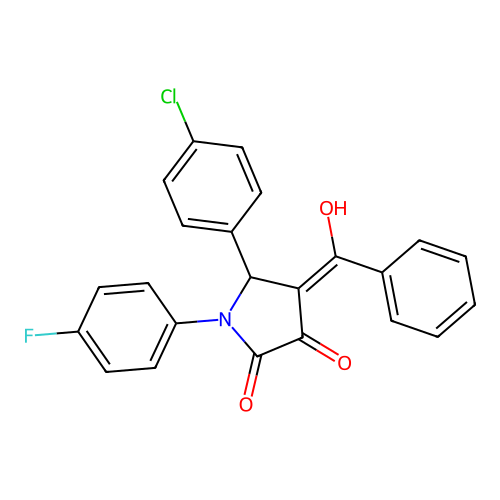 (4E)-5-(4-chlorophenyl)-1-(4-fluorophenyl)-4-[hydroxy(phenyl)methylidene]pyrrolidine-2,3-dione structure