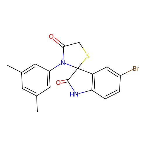 5-bromo-3'-(3,5-dimethylphenyl)-4'H-spiro[indole-3,2'-[1,3]thiazolidine]-2,4'(1H)-dione structure