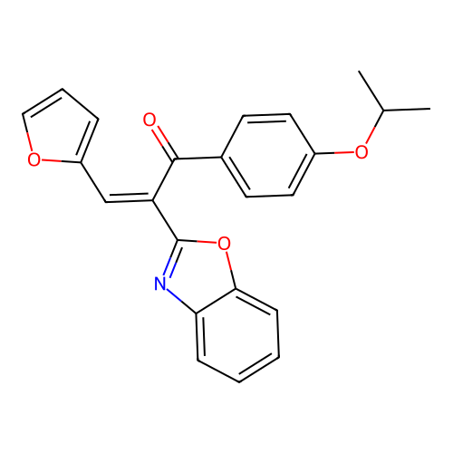 (2Z)-2-benzoxazol-2-yl-3-(2-furyl)-1-[4-(methylethoxy)phenyl]prop-2-en-1-one structure