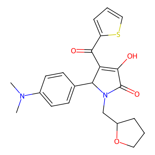 2-(4-dimethylaminophenyl)-4-hydroxy-1-(oxolan-2-ylmethyl)-3-(thiophene-2-carbonyl)-2H-pyrrol-5-one structure