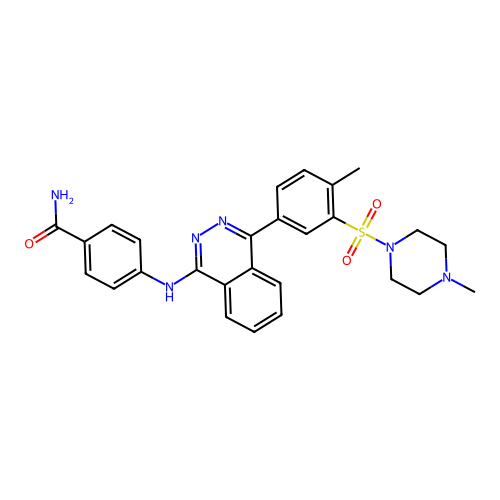 4-[(4-{4-methyl-3-[(4-methylpiperazin-1-yl)sulfonyl]phenyl}phthalazin-1-yl)amino]benzamide structure