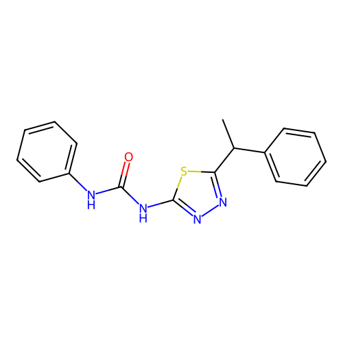 1-Phenyl-3-[5-(1-phenylethyl)-1,3,4-thiadiazol-2-yl]urea structure