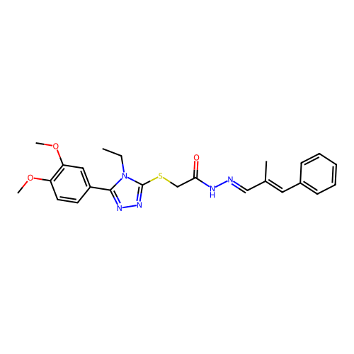 (E)-2-((5-(3,4-dimethoxyphenyl)-4-ethyl-4H-1,2,4-triazol-3-yl)thio)-N'-((E)-2-methyl-3-phenylallylidene)acetohydrazide structure