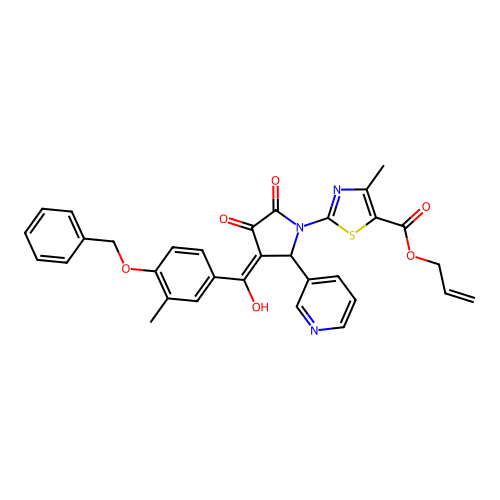 allyl 2-(3-(4-(benzyloxy)-3-methylbenzoyl)-4-hydroxy-5-oxo-2-(pyridin-3-yl)-2,5-dihydro-1H-pyrrol-1-yl)-4-methylthiazole-5-carboxylate structure