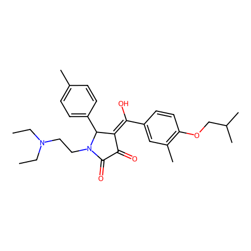 (4E)-1-(2-diethylaminoethyl)-4-[hydroxy-[3-methyl-4-(2-methylpropoxy)phenyl]methylidene]-5-(4-methylphenyl)pyrrolidine-2,3-dione structure