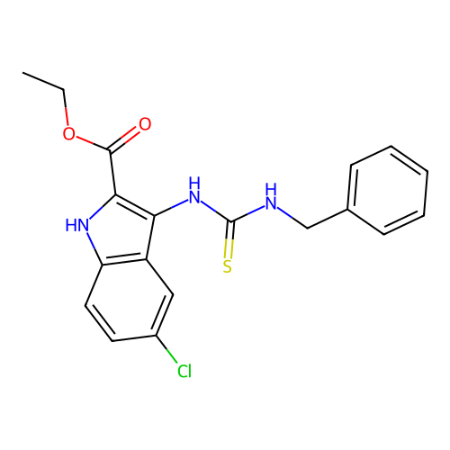 ethyl 3-[(benzylcarbamothioyl)amino]-5-chloro-1H-indole-2-carboxylate structure