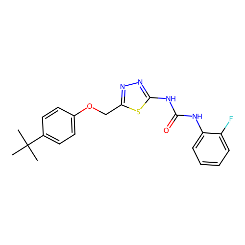 1-{5-[(4-Tert-butylphenoxy)methyl]-1,3,4-thiadiazol-2-yl}-3-(2-fluorophenyl)urea structure