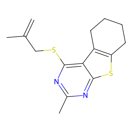 2-methyl-4-[(2-methylprop-2-en-1-yl)sulfanyl]-5,6,7,8-tetrahydro[1]benzothieno[2,3-d]pyrimidine structure