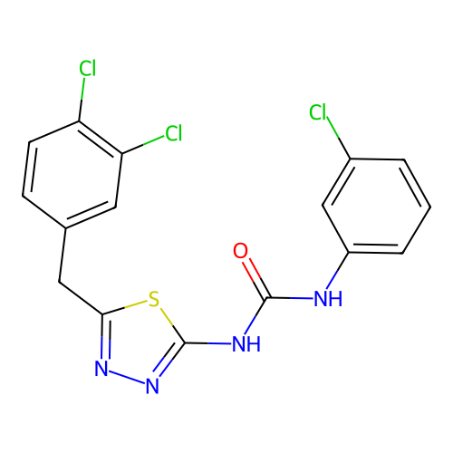 1-(3-chlorophenyl)-3-(5-(3,4-dichlorobenzyl)-1,3,4-thiadiazol-2-yl)urea structure