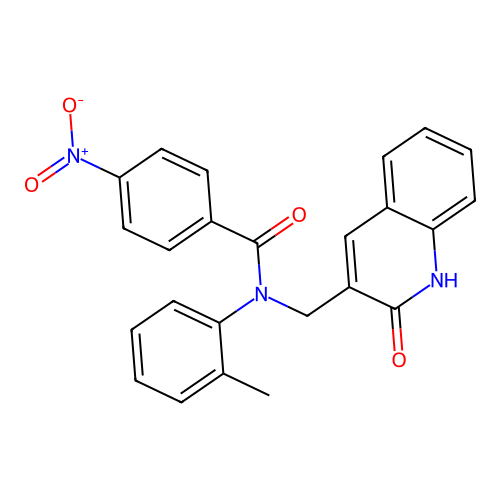 N-(2-methylphenyl)-4-nitro-N-[(2-oxo-1H-quinolin-3-yl)methyl]benzamide structure