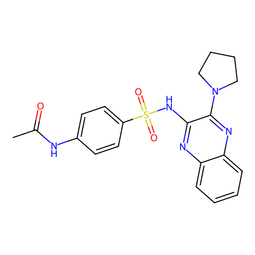 N-(4-{[3-(pyrrolidin-1-yl)quinoxalin-2-yl]sulfamoyl}phenyl)acetamide structure