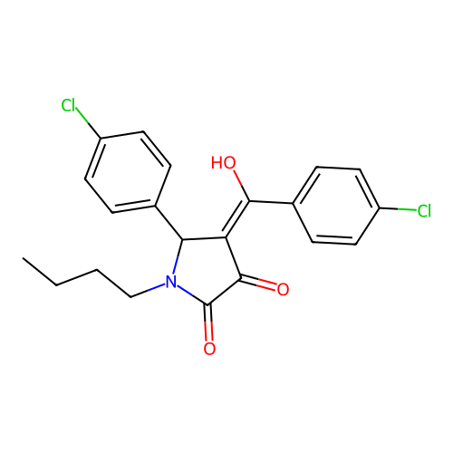 1-butyl-4-(4-chlorobenzoyl)-5-(4-chlorophenyl)-3-hydroxy-1H-pyrrol-2(5H)-one structure