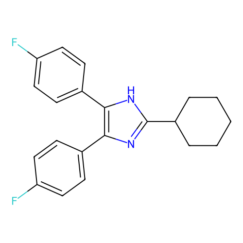 2-cyclohexyl-4,5-bis(4-fluorophenyl)-1H-imidazole structure