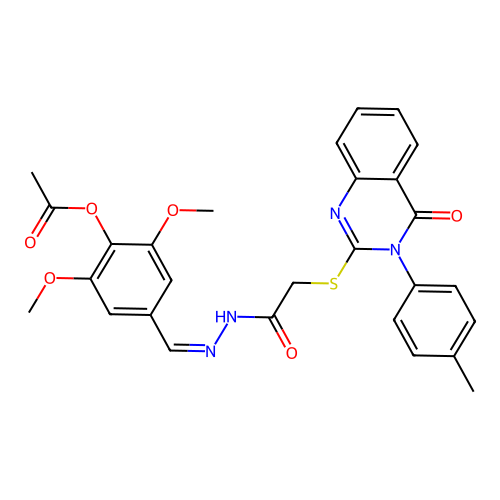 (Z)-2,6-dimethoxy-4-((2-(2-((4-oxo-3-(p-tolyl)-3,4-dihydroquinazolin-2-yl)thio)acetyl)hydrazono)methyl)phenyl acetate structure
